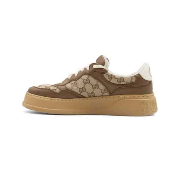 Gucci Beige/Brown Leather GG Canvas Trainers Sneakers - Image 3
