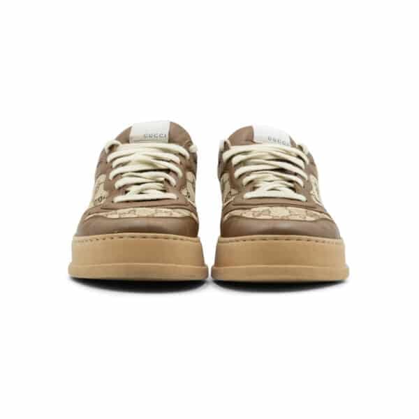Gucci Beige/Brown Leather GG Canvas Trainers Sneakers - Image 4