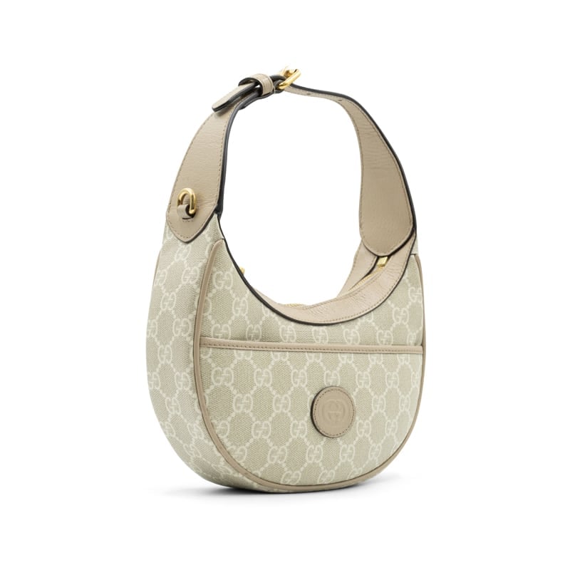 Gucci Beige GG Canvas Mini Half Moon Shoulder Bag - Image 3