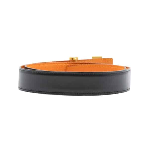 Hermes Orange/Noir Epsom and Box Leather Constance Reversible Belt - Image 2