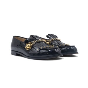 Christian Louboutin Black Patent Leather Octavian Bolla Fringe Loafers