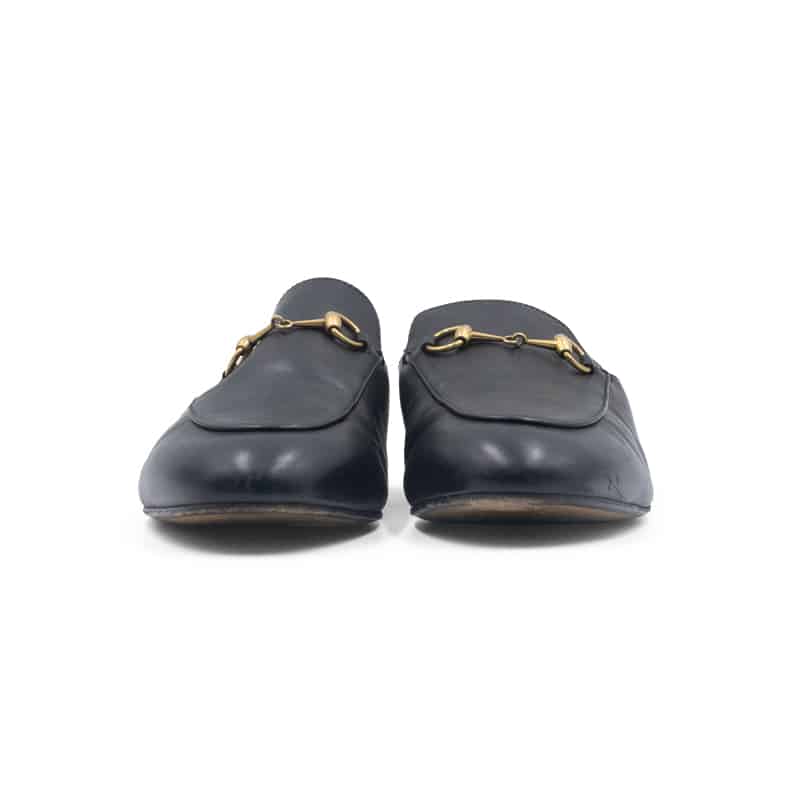 Gucci Black Leather Princetown Horsebit Mules - Image 4