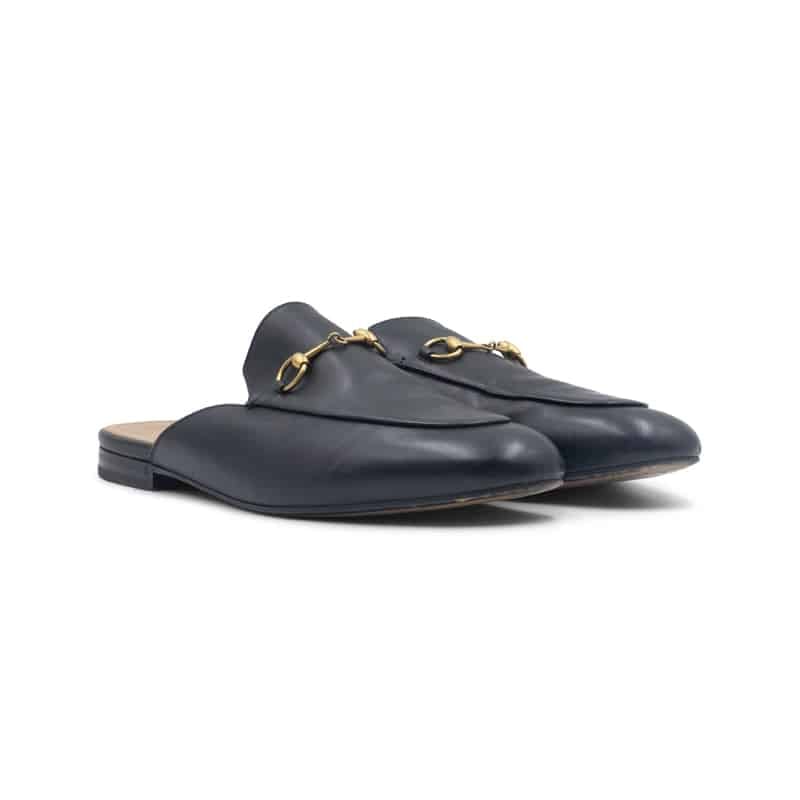 Gucci Black Leather Princetown Horsebit Mules