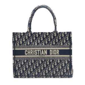 Christian Dior Blue Oblique Embroidered Canvas Book Tote