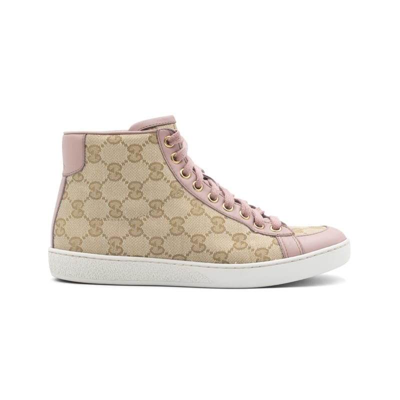 Gucci Beige/Pink GG Original Canvas & Leather Brooklyn High Top Sneakers - Image 2