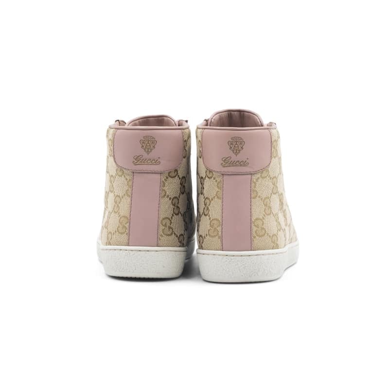 Gucci Beige/Pink GG Original Canvas & Leather Brooklyn High Top Sneakers - Image 5