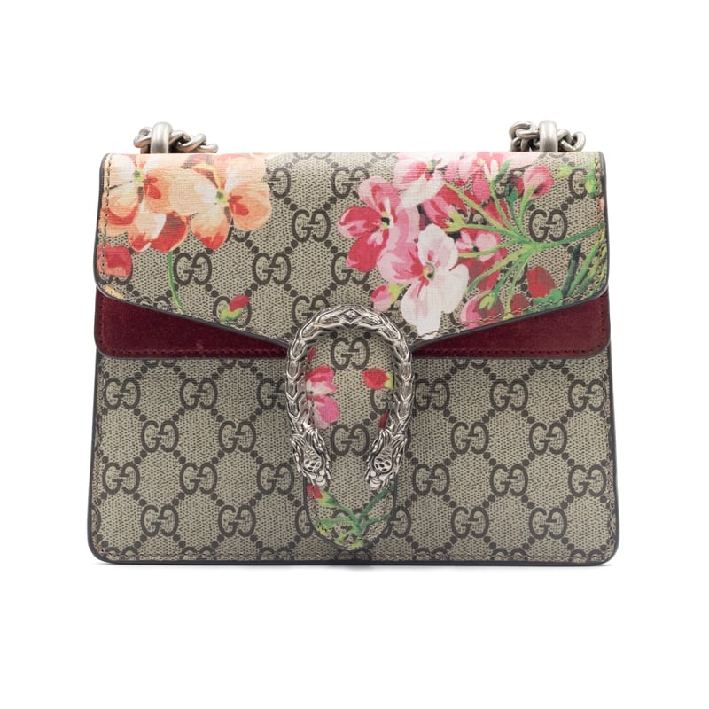 Gucci Beige/Pink GG Blooms Coated Canvas Mini Dionysus Bag
