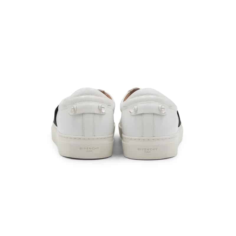 Givenchy White/Black Leather Logo Stretch Band Urban Street Slip On Sneakers - Image 5