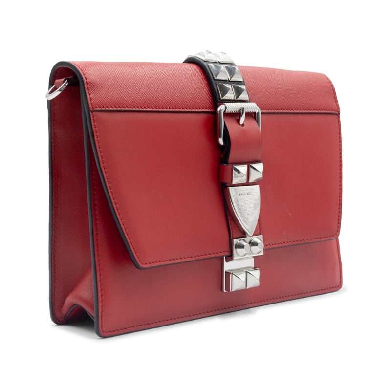 Prada Calf/Saffiano Studded Elektra Crossbody Bag - Image 3