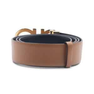 Alternative view of Salvatore Ferragamo Gold Gancini Black / Brown Reversible Leather Belt