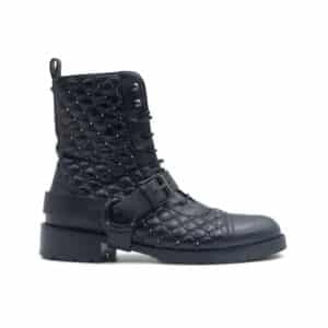 Alternative view of Valentino Rockstud Spike Black Leather Quilted Combat Boots