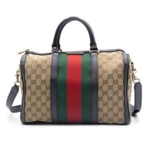 Gucci  Beige/Brown GG Canvas and Leather Medium Vintage Web Boston Bag