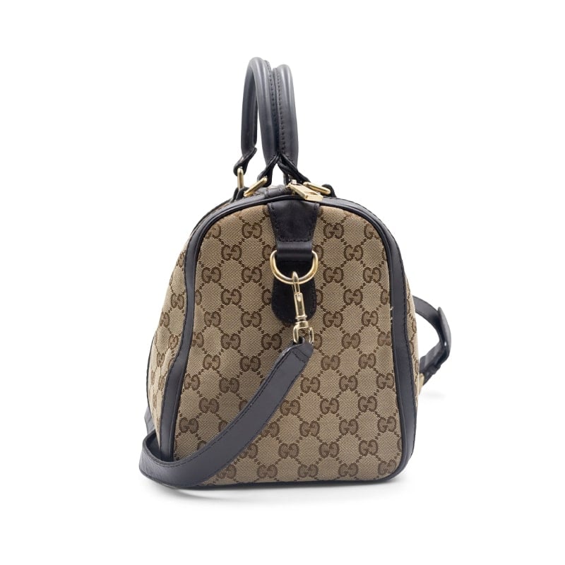 Gucci Beige/Brown GG Canvas and Leather Medium Vintage Web Boston Bag - Image 4