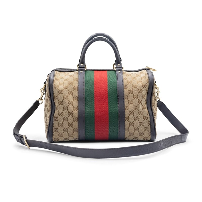 Gucci Beige/Brown GG Canvas and Leather Medium Vintage Web Boston Bag - Image 2