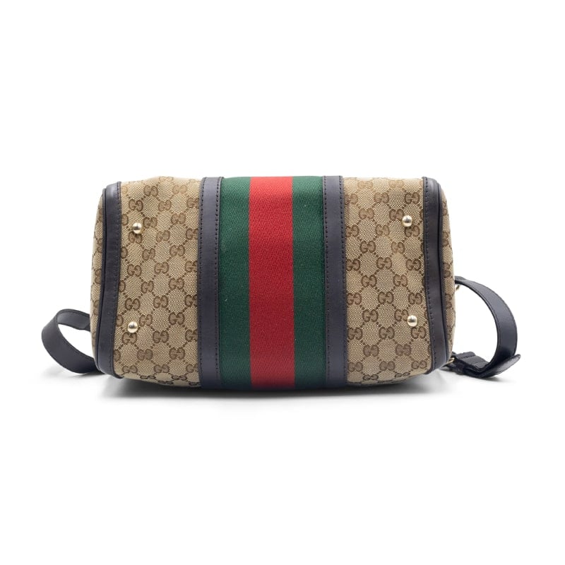Gucci Beige/Brown GG Canvas and Leather Medium Vintage Web Boston Bag - Image 5