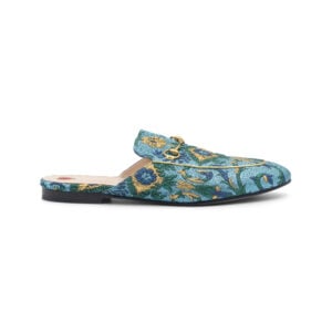 Alternative view of Gucci Blue Metallic Jacquard Princetown Horsebit Mules