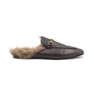 Alternative view of Gucci Brown Leather And Fur Princetown Mules