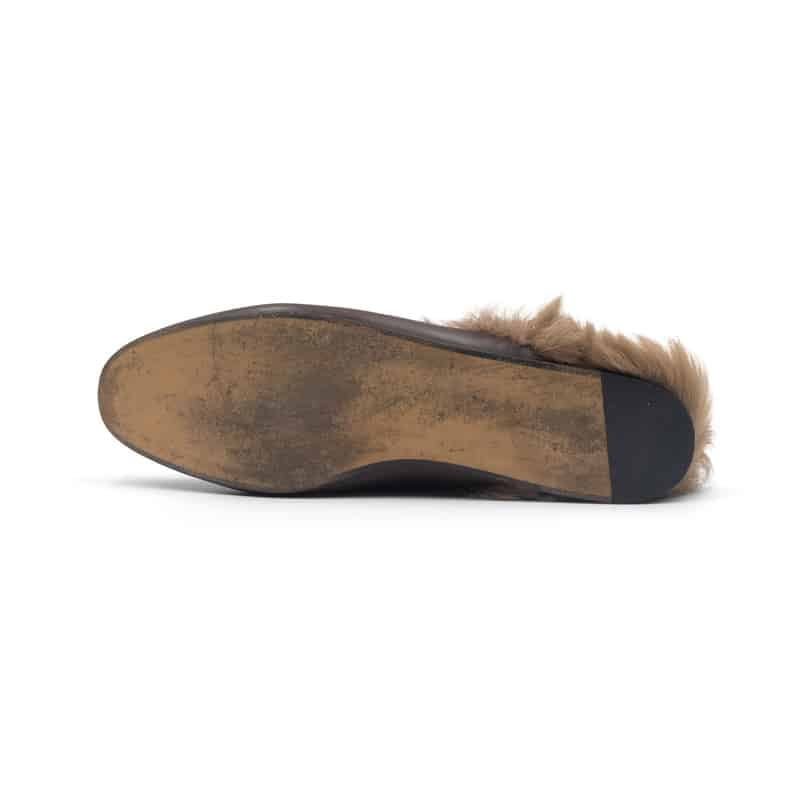 Gucci Brown Leather And Fur Princetown Mules - Image 6