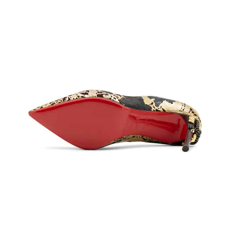 Christian Louboutin Black Gold Floral Laser Samurai Kanzai 85mm Pumps - Image 6