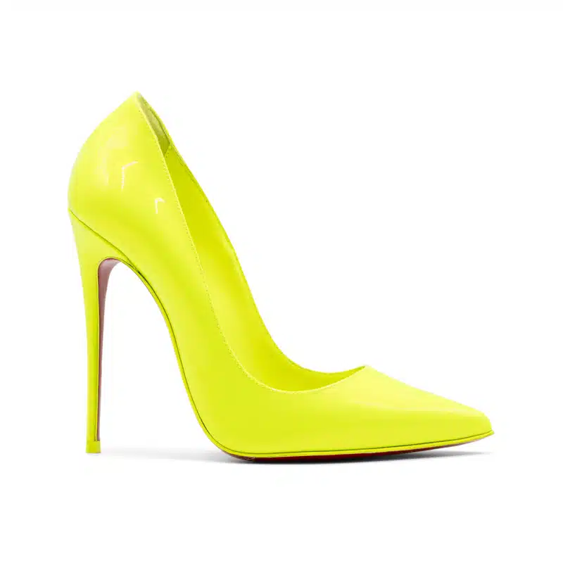 Christian Louboutin Patent Pearl Fluo Yellow So Kate Heels - Image 2