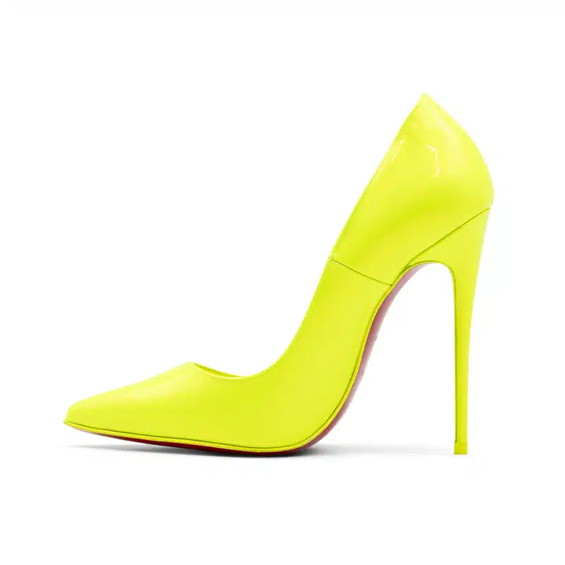 Christian Louboutin Patent Pearl Fluo Yellow So Kate Heels - Image 3