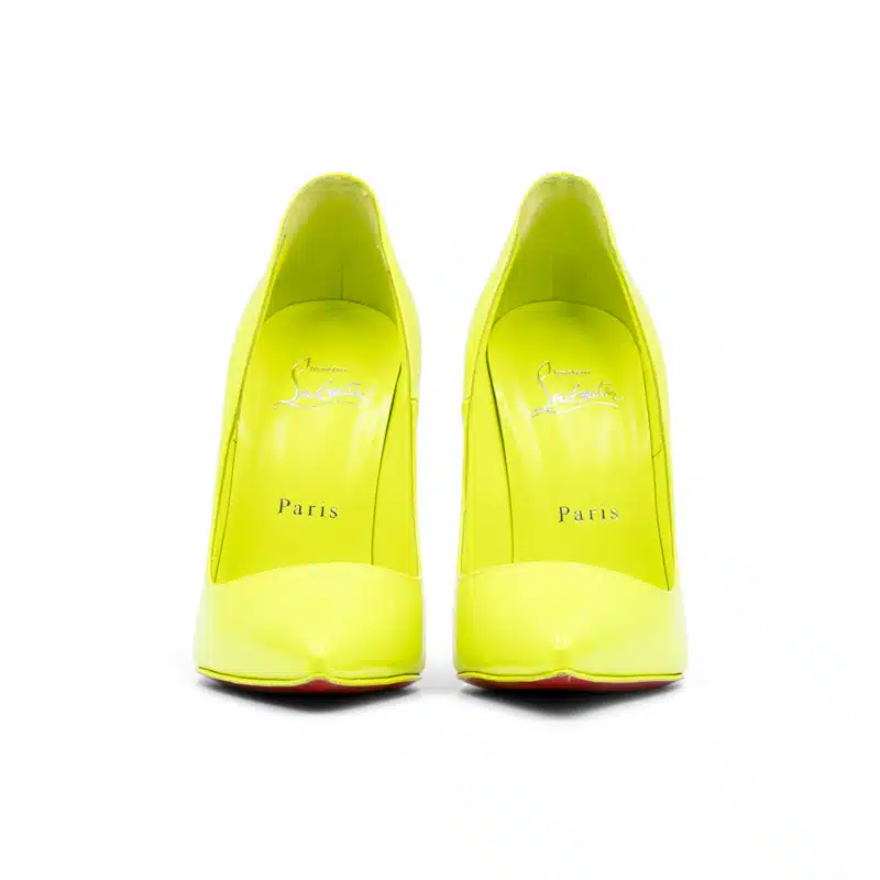 Christian Louboutin Patent Pearl Fluo Yellow So Kate Heels - Image 4