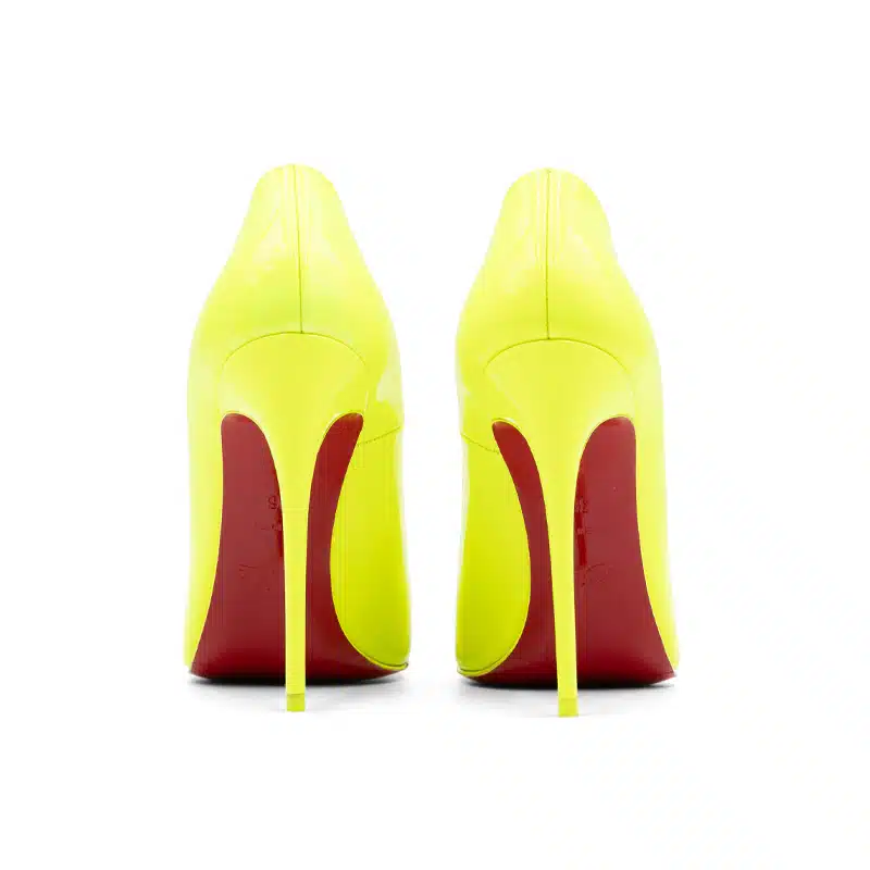 Christian Louboutin Patent Pearl Fluo Yellow So Kate Heels - Image 5