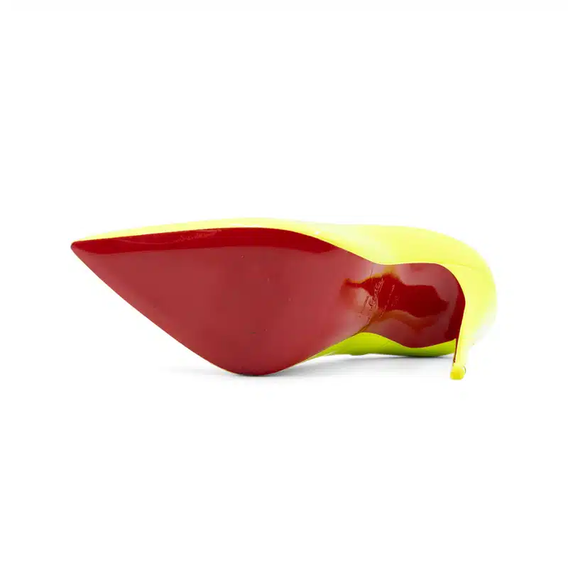 Christian Louboutin Patent Pearl Fluo Yellow So Kate Heels - Image 6