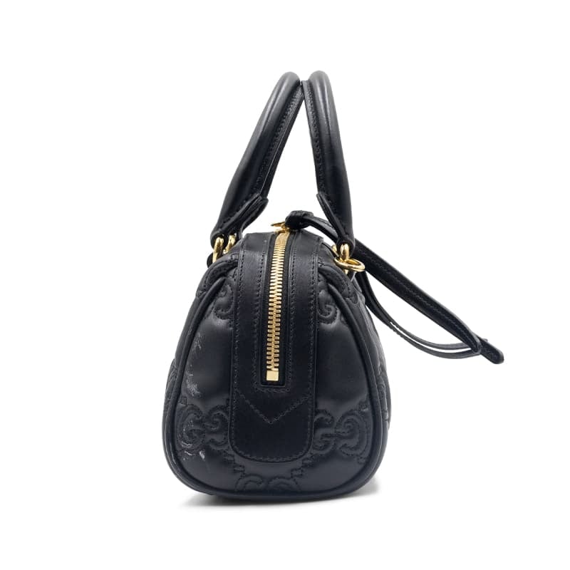 Gucci Black Leather GG Matelassé Top-handle Small Bag - Image 4
