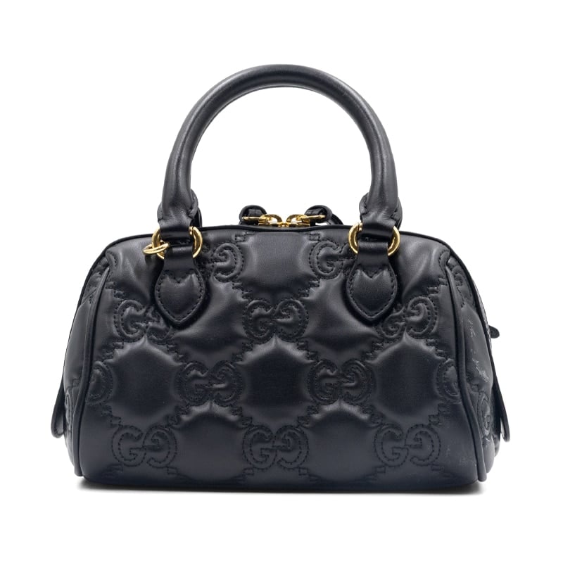 Gucci Black Leather GG Matelassé Top-handle Small Bag - Image 2