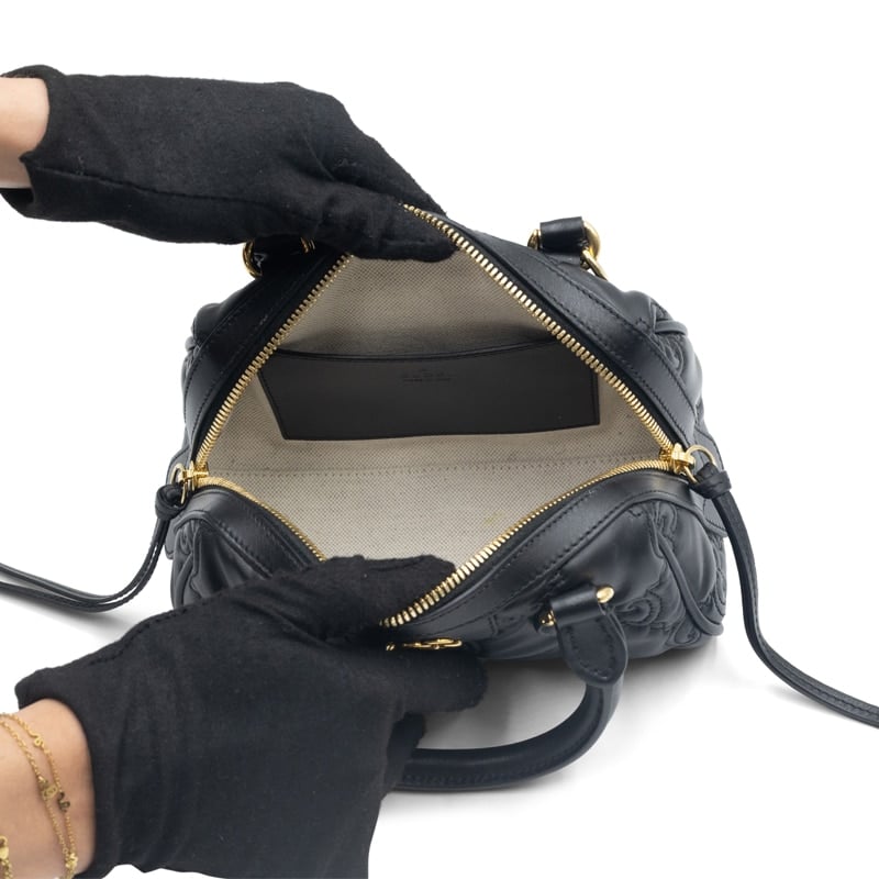Gucci Black Leather GG Matelassé Top-handle Small Bag - Image 6