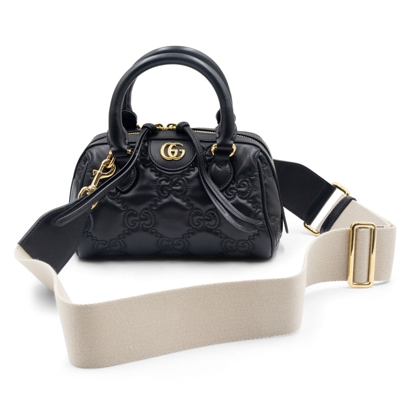 Gucci Black Leather GG Matelassé Top-handle Small Bag - Image 8