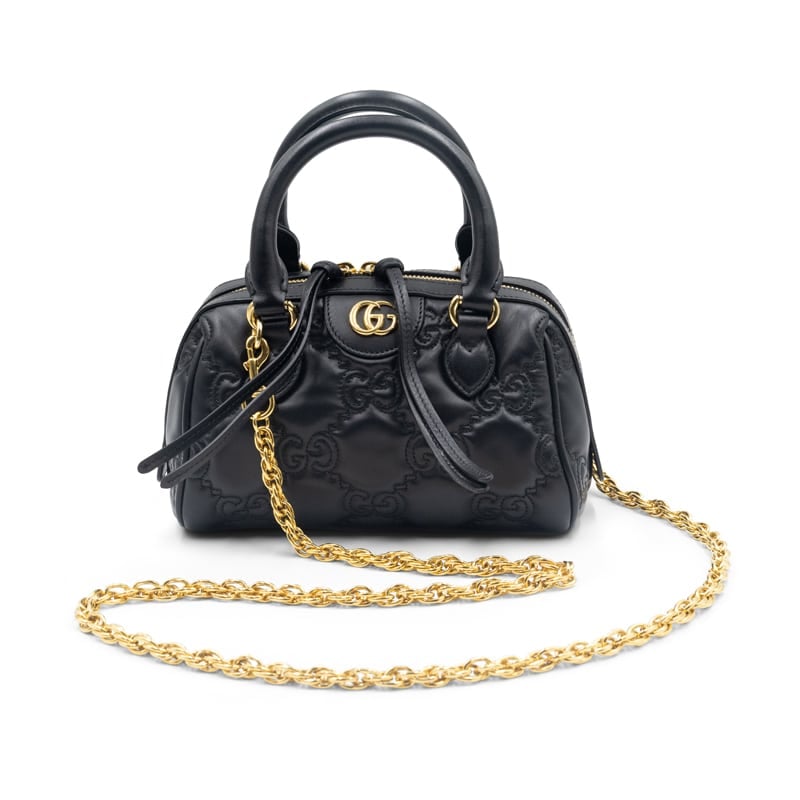 Gucci Black Leather GG Matelassé Top-handle Small Bag - Image 7