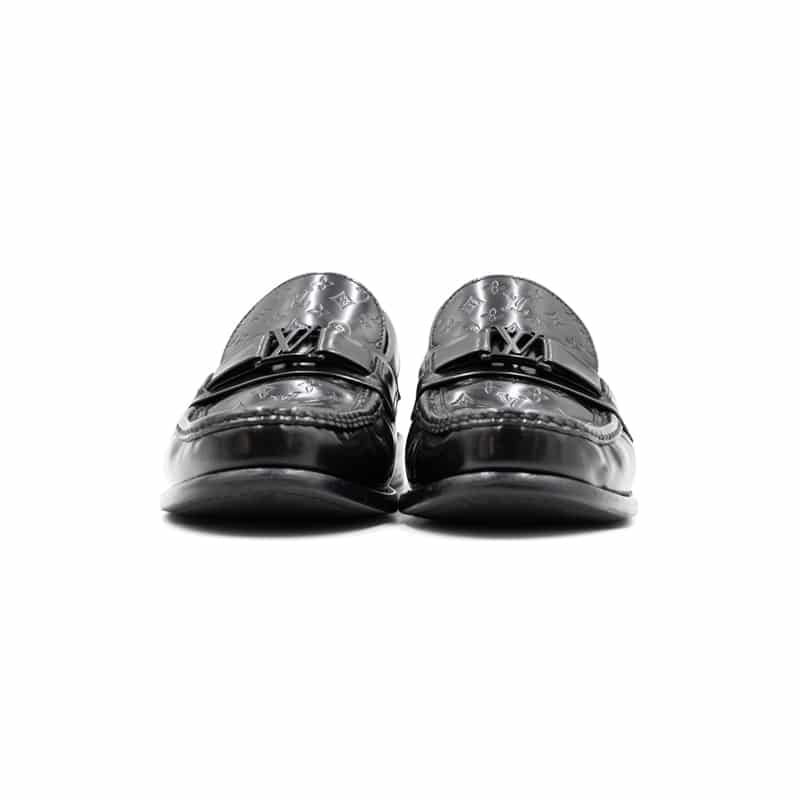 Louis Vuitton Black Leather Monogram Major Loafers - Image 4