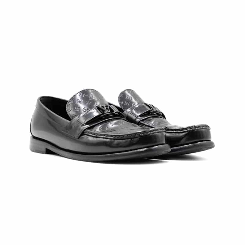 Louis Vuitton Black Leather Monogram Major Loafers