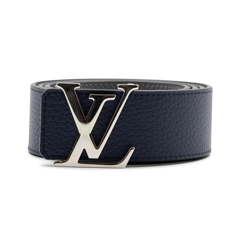 Louis Vuitton Silver LV Initials 40mm Blue / Grey Reversible Belt