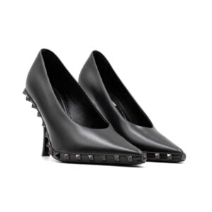 Valentino Black Leather Rockstud Pointed Toe 100mm Pumps