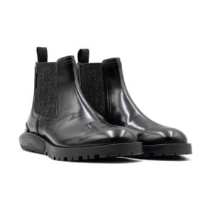 Christian Dior Polished Black Leather Combat Chelsea Boots