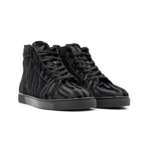 Christian Louboutin Louis Orlato Black Velvet Zebra High-Top Sneakers