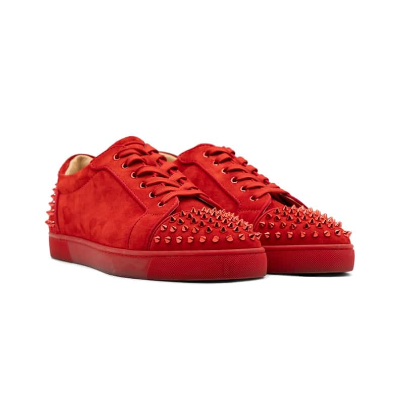 Christian Louboutin Veau Velours Louis Junior Spikes Sneakers