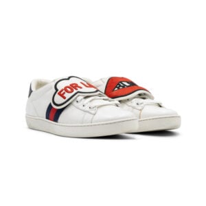 Gucci White Leather Ace Blind For Love Patch Low Top Sneakers