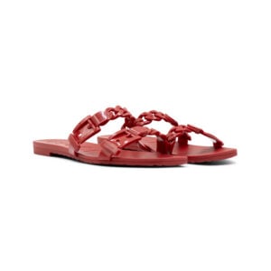Gucci Tenna Burgundy Rubber Chain-link Sandals