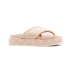 Alternative view of Gucci Pink Monogram GG Calfskin Angelina Platform 55mm Slides