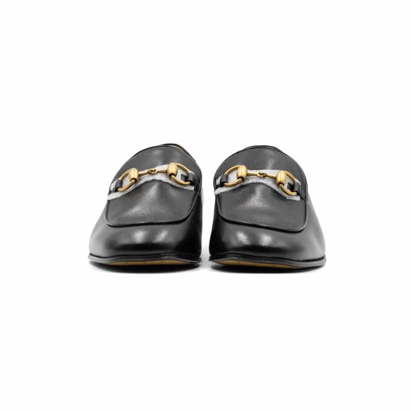 Gucci Black Leather Jordaan Horsebit Loafers - Image 4