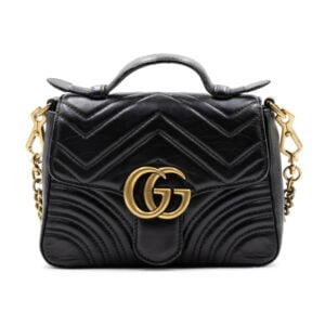 Gucci Black Matelasse GG Marmont Mini Top Handle Bag