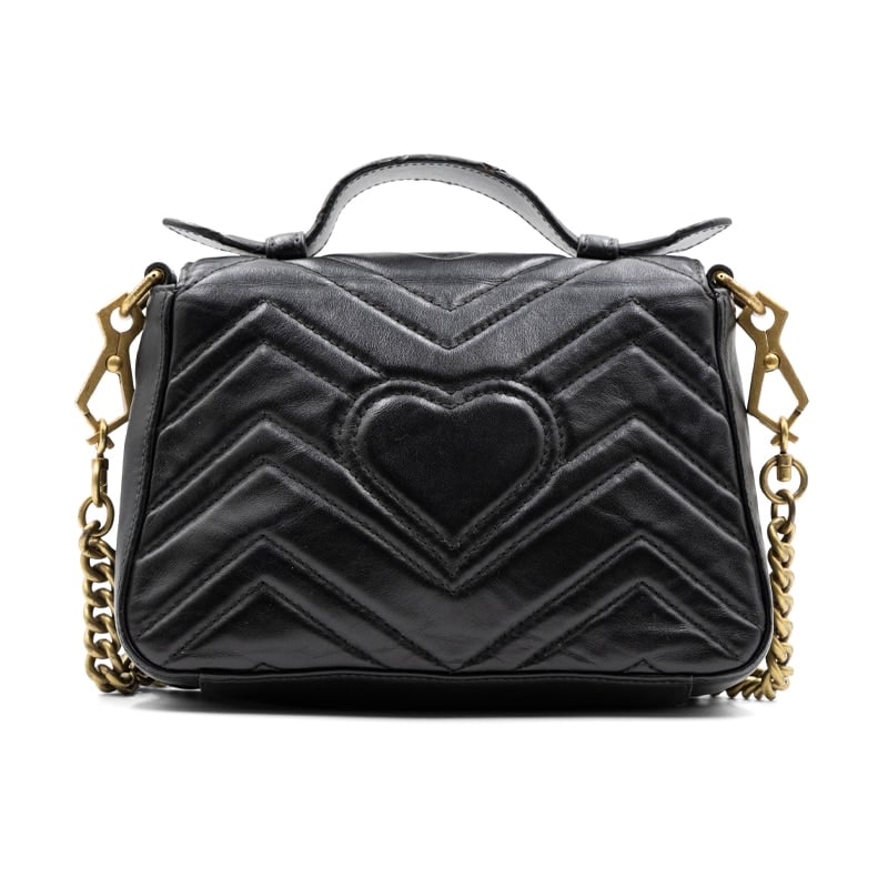 Gucci Black Matelasse GG Marmont Mini Top Handle Bag - Image 2