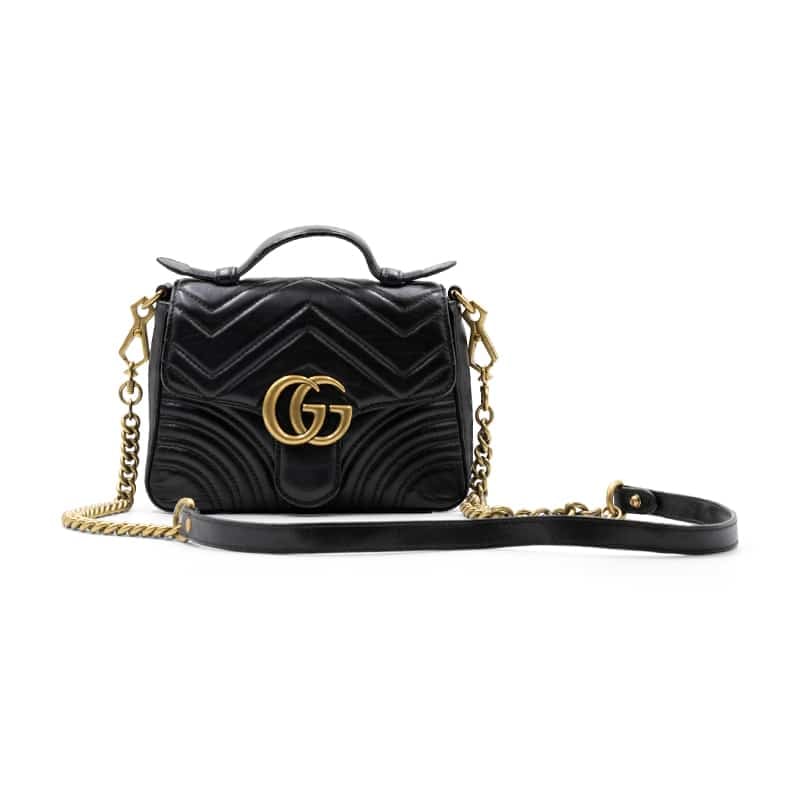 Gucci Black Matelasse GG Marmont Mini Top Handle Bag - Image 7