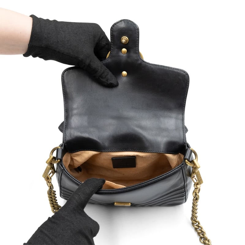 Gucci Black Matelasse GG Marmont Mini Top Handle Bag - Image 6