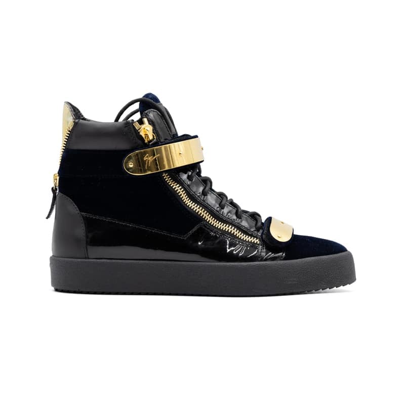 Giuseppe Zanotti Coby Velvet Double-Straps Mid-Top Sneakers - Image 2