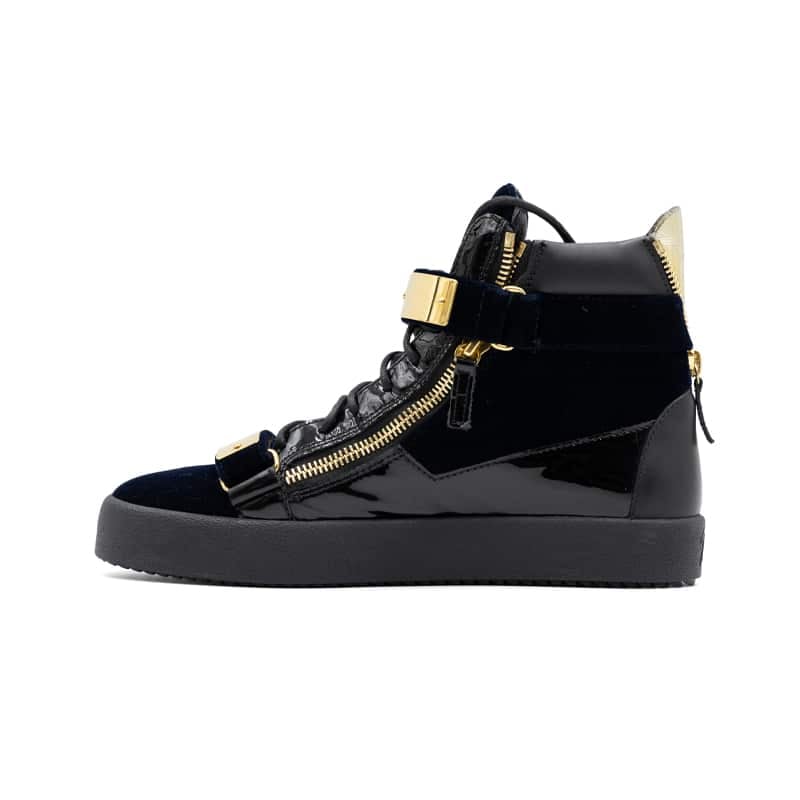 Giuseppe Zanotti Coby Velvet Double-Straps Mid-Top Sneakers - Image 3